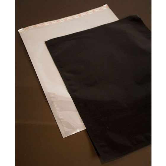 black mailer pouch with clear side