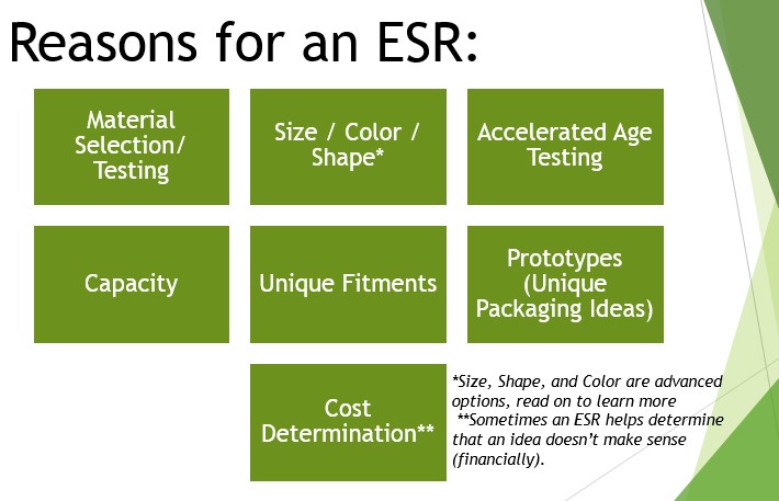 chart of different uses for an ESR