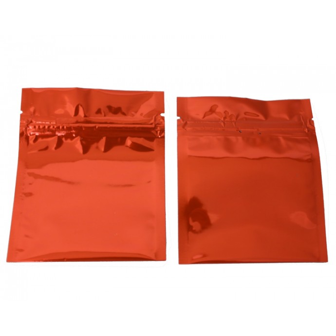 3" x 3" Orange MylarFoil Pouch with ZipSeal - Fold Over Bottom