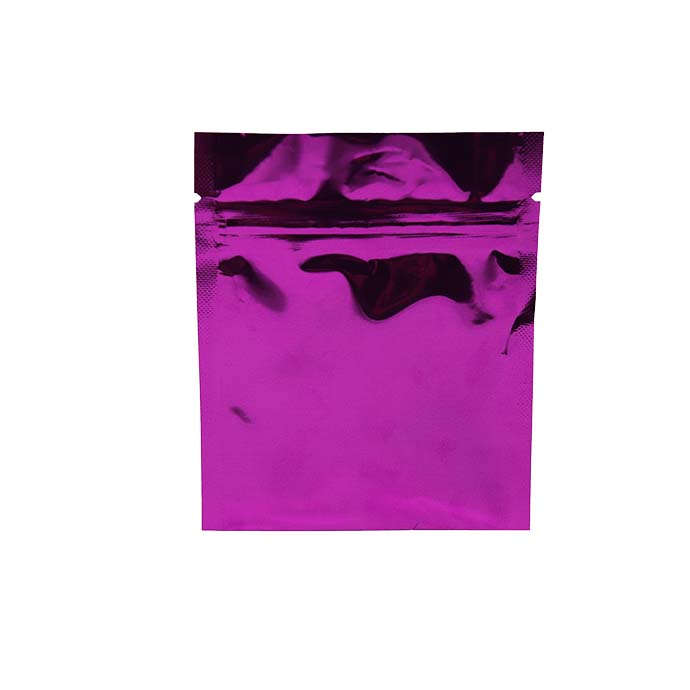 3.4" x 4.0" Purple MylarFoil Pouch with ZipSeal - Tear Notch + Fold Over Bottom