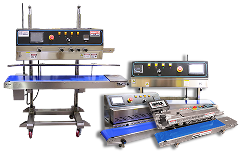 horizontal Continuous band sealer with inkjet cartridge printer