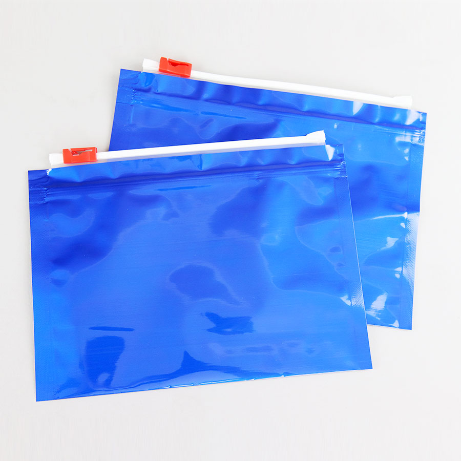 blue child resistant exit pouch