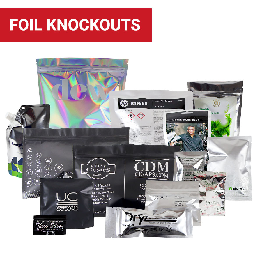 foil knockout mylar packaging