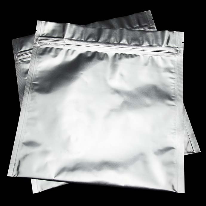 8.5" x 8.75" Silver MylarFoil Pouch with ZipSeal