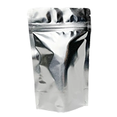 4" x 6.41" x 2.25" Silver/Silver Stand Up Pouch with rounded corners