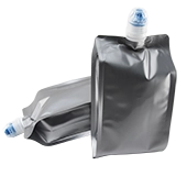 5" x 9.75" x 3" OD Silver SpoutPAK™ with flip top fitment - FTSSPV6CN1L