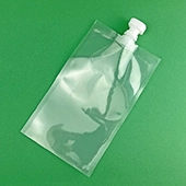 4.5" x 7.5"OD Clear flat SpoutPAK™ with 9.6mm Square Top Tamper Evident Fitment - SP045075BFTEC