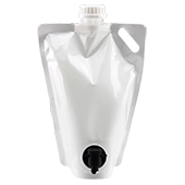 7.87" x 9.97" x 6" OD White SpoutPAK™ with 35mm Fitment and Handle - SP15L33SH07875