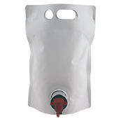 7.87" x 10.875" x 4.375" OD Matte White 1.5L SpoutPAK™ with 35mm Fitment and Handle - SP15LBPMW