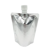 6" x 7.5" x 5.125" OD Silver SpoutPAK™ with 22mm Reclosable Cap - SP475VF4N6XRC