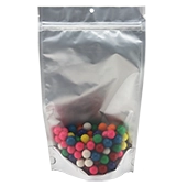 6.69" x 11" x 3.5" Clear/Silver Stand Up Pouch with hang hole
