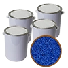 5 lb cans filled with fine blue silica gel beads