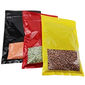 yellow pouch with clear window