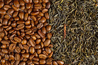 coffee beans and tea leaves