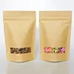 Kraft stand-up pouches featuring a rectangular transparent window