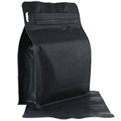 6.0" x 8.25" x 2.875" matte black Mylar Foil Pouch with pocket zipper- 06MB02875SG0825Z OD matte black Mylar Foil flat bottom Pouch with pocket zipper