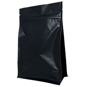5.5" x 8.25" x 2.75" matte black Mylar Foil flat bottom Pouch - 8SS055MFMB0275SG0825 OD matte black Mylar Foil block bottom Pouch